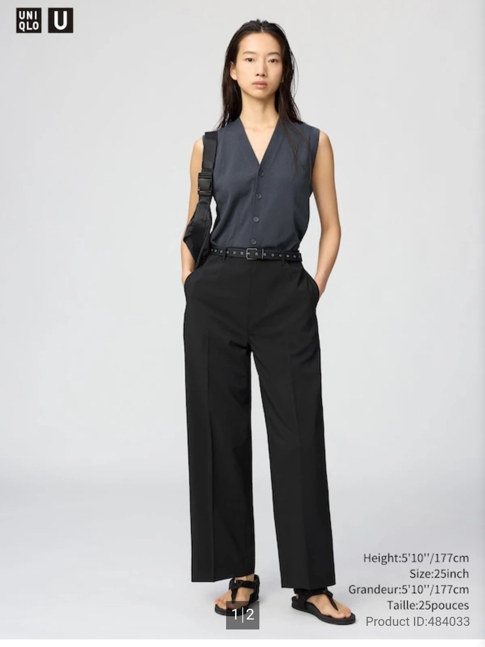 UNIQLO Black Wide-Leg High-Rise Trousers TALL